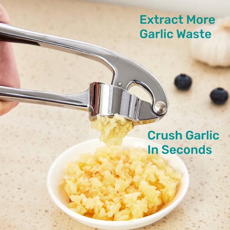 HiramWare Garlic Press, Premium Rust Proof Kitchen Garlic Mincer Crusher Squeezer with Ergonomic handle, Ginger Crusher with Good Grip, Easy to Clean, Dishwasher Safe - Image 2